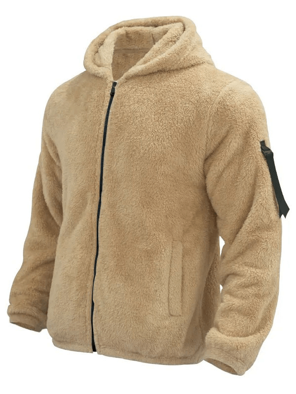 Men's casual fleece zip-up hooded jacket SF1897, cotton/polyester, standard thickness, zipper closure, for everyday outdoor activities.